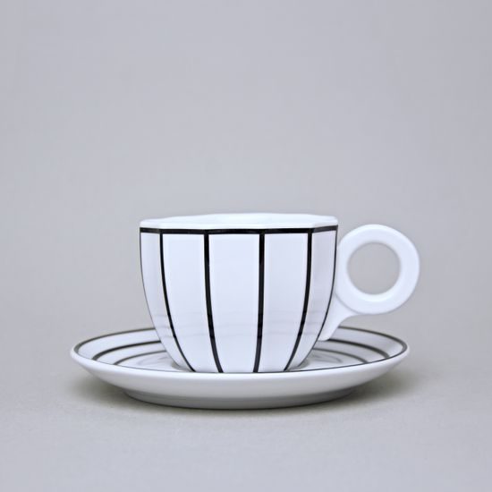Cup and Saucer Šárka 160 ml, Black Line, Goldfinger porcelain