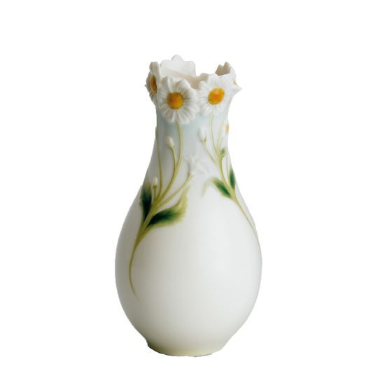 DELICATE DAISY DESIGN SCULPTURED porcelain small vase 17,5 cm, FRANZ porcelain