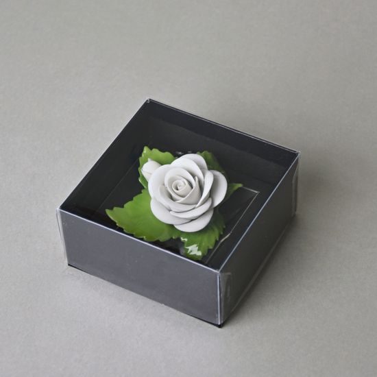 Růžička s malým poupátkem na stůl - bílá 7 x 7 x 4 cm, Porcelánové figurky Unterweissbacher