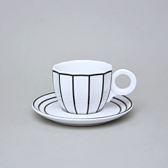 Cup and Saucer Šárka 160 ml, Black Line, Goldfinger porcelain