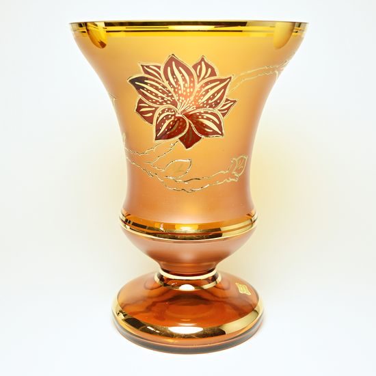 Egermann: Vase Amber Yellow Stain - matt, 31 cm, Crystal Vases Egermann