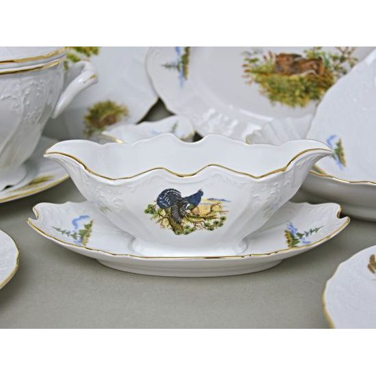 Dining set for 6 persons, Thun 1794 Carlsbad porcelain, BERNADOTTE hunting