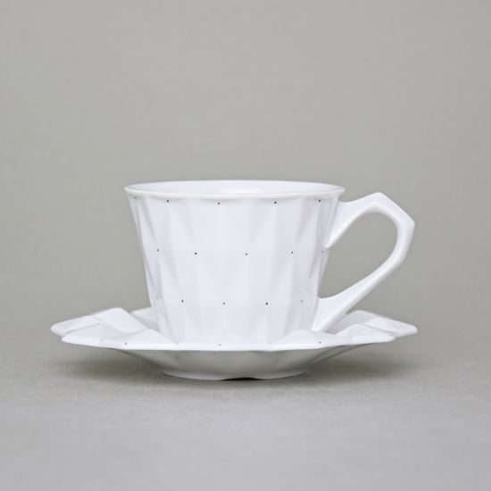 Cup 150 ml and Saucer 14 cm, Diamond White, Porcelain Goldfinger