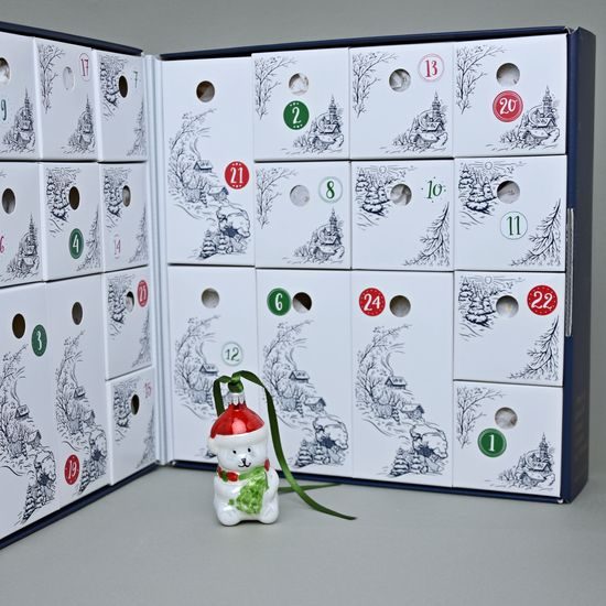ADVENT CALENDAR with Christmas tree decorations, Holly, Czech Christmas decorations KOULIER