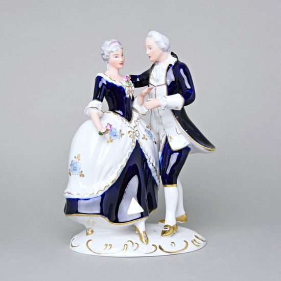 Pár rokoko 16 x 10,5 x 22 cm, Porcelánové figurky Duchcov