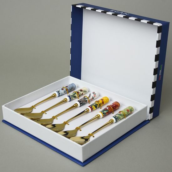 Sada vánočních kávových lžiček - 6 ks., keramika + nerezová ocel, EGAN