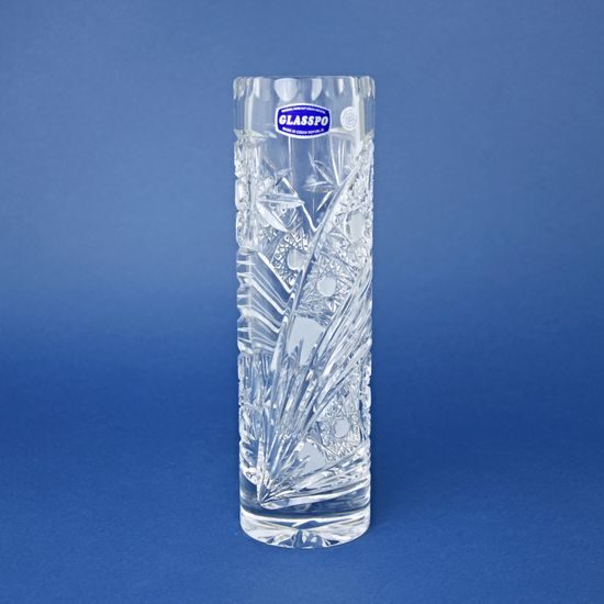 Crystal Hand Cut Vase - Cylinder, Comet, 255 mm, GLASSPO / Crystal Bohemia