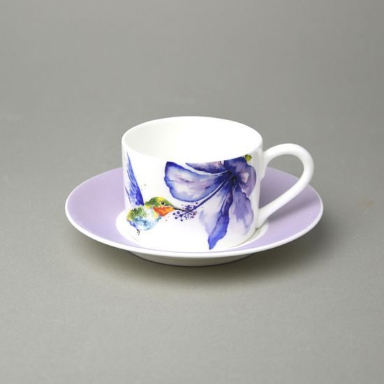 Hummingbird: Tea cup 230 ml + saucer 145 mm, english fine bone china, Roy Kirkham