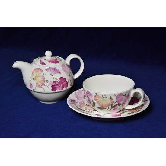 Sweet pea: Tea for one set, English Fine Bone China, Roy Kirkham China