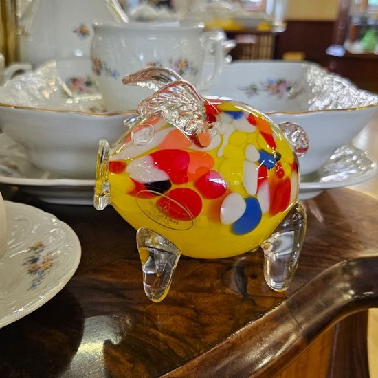 Prase Štístko (těžítko) 10,5 cm, GlasStar Bohemia Glass