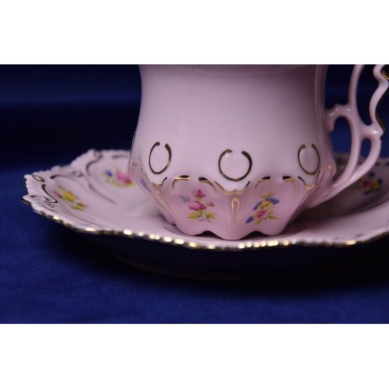 Šálek 130 ml a podšálek 140 mm, Lenka 247, Růžový porcelán z Chodova