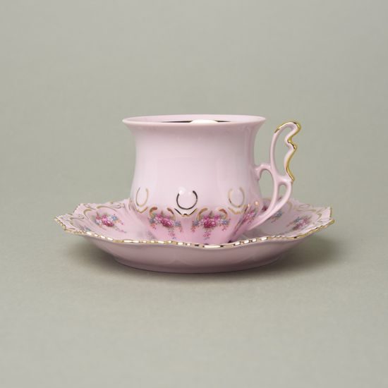 Cup 120 ml and saucer coffee 14 cm, Lenka 563, Rose China Chodov