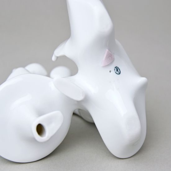 Milenci na skútru 14,5 x 12,5 x 16,5 cm, Bílá + modrá, Porcelánové figurky Duchcov