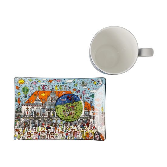 Mug with saucer All Roads Lead to Bremen 400ml, fine bone china, J. Rizzi, Goebel