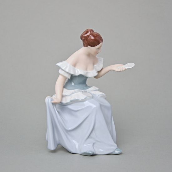 Lady with mirror 12,5 x 11 x 15,5 cm, Luxor, Porcelain Figures Duchcov