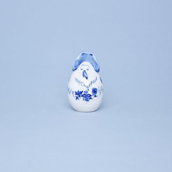 Egg Hen with hat 7,3 cm, Original Blue Onion Pattern