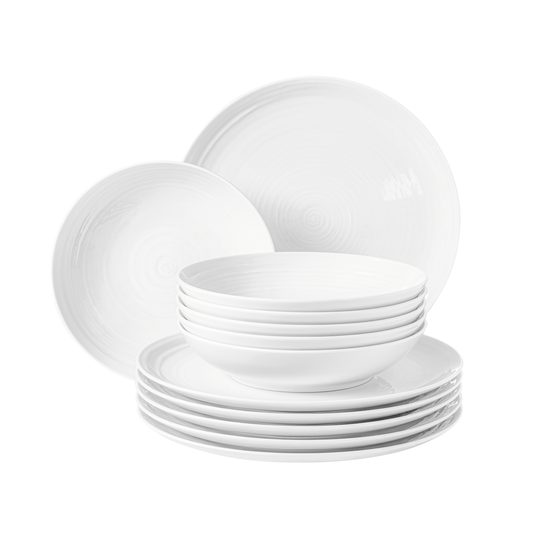 Terra WHITE: Plate set 12 pcs., Seltmann porcelain