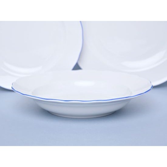 Plate set for 6 pers., White with blue line, Cesky porcelan a.s.