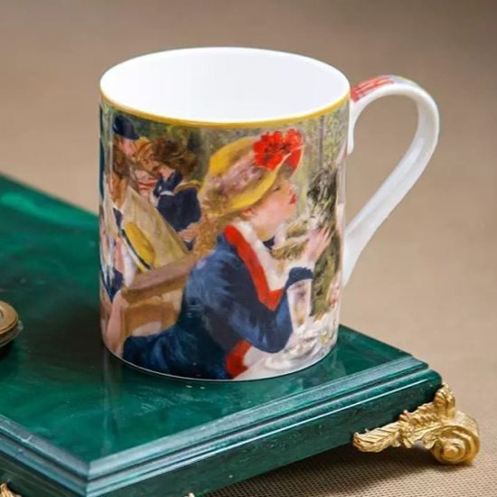 Hrnek 380 ml, Snídaně veslařů, A. Renoir, kostní porcelán Carmani