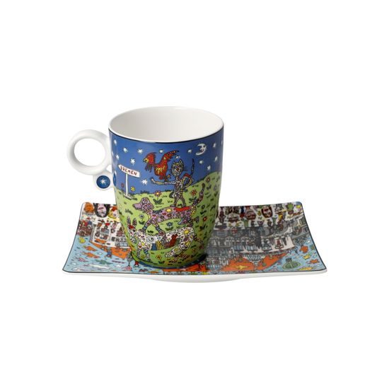 Mug with saucer All Roads Lead to Bremen 400ml, fine bone china, J. Rizzi, Goebel