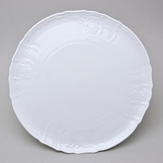 Talíř dortový na noze 32 cm, Thun 1794, karlovarský porcelán, BERNADOTTE bílá