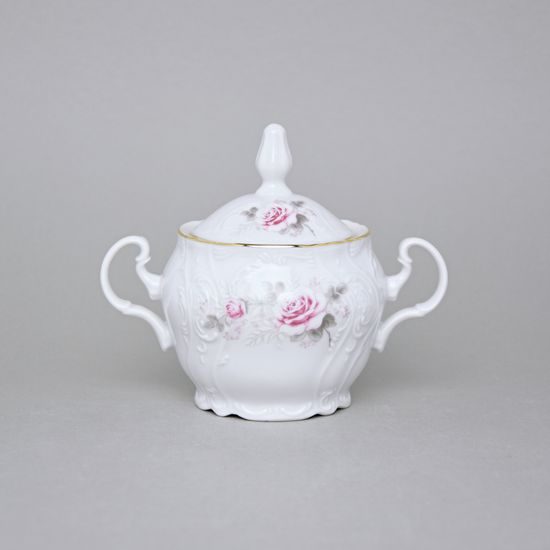 Gold line: Sugar bowl 0,3 l, Thun 1794 Carlsbad porcelain, BERNADOTTE roses