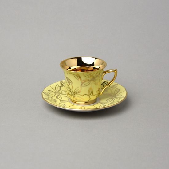 Šálek 100 ml a podšálek 115 mm na espresso, Žlutý - motýli, Leander 1907 Loučky