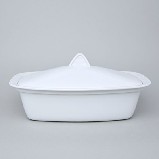 Baking bowl with lid 33,5 cm, Lea white, Thun 1794, karlovarský porcelán