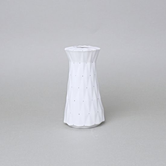 Vase mini Diamond White (shape 3), White + Black Dots, 13 cm, Goldfinger Porcelain