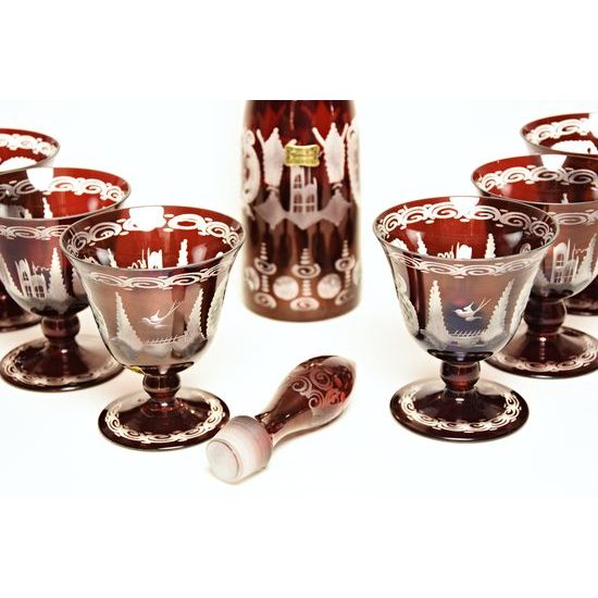 Egermann: Red Stain Wine Set, 39 cm, 7 pcs.