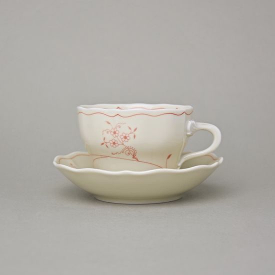 Šálek a podšálek B + B, 210 ml / 14 cm na kávu, cibulák ECO červený na ivory, Český porcelán a.s.