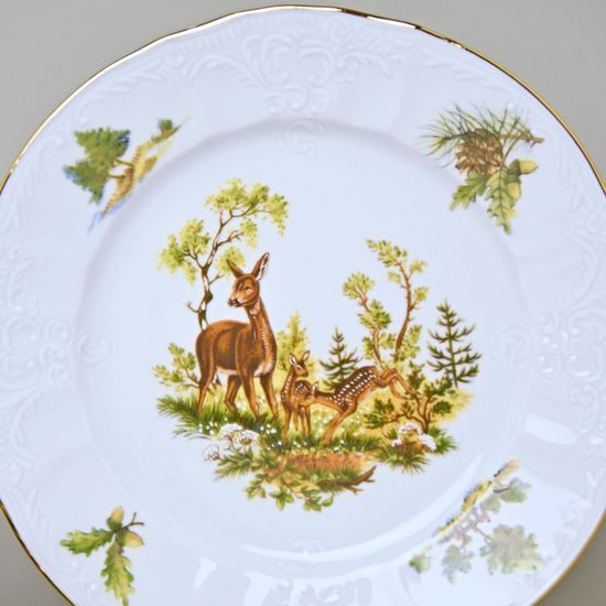 Plate dessert small 17 cm, set of 6 pcs., Thun 1794 Carlsbad porcelain, BERNADOTTE hunting