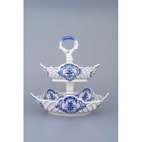 2-Compartment Dish Perforated Bowls 19 + 24 cm, Original Blue Onion Pattern
