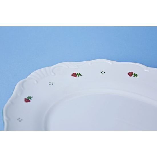 Dish oval 36 cm, Verona red flowers + green, G. Benedikt 1882
