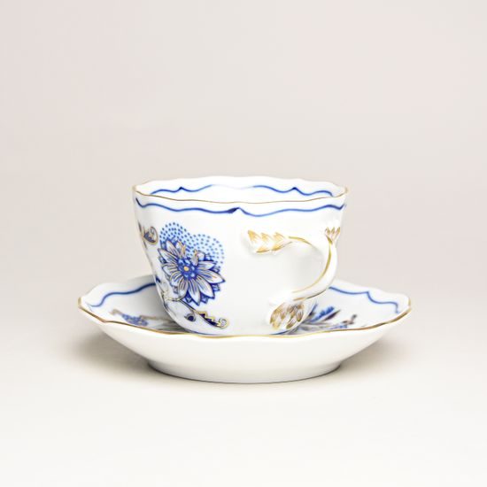 Cup and saucer A + A, 80 ml / 11 cm for mocca (mini coffee), Original Blue Onion + gold Pattern