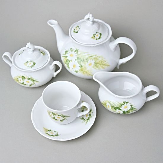 Čajová souprava pro 6 osob, Thun 1794, karlovarský porcelán, CONSTANCE 80262 kopretiny
