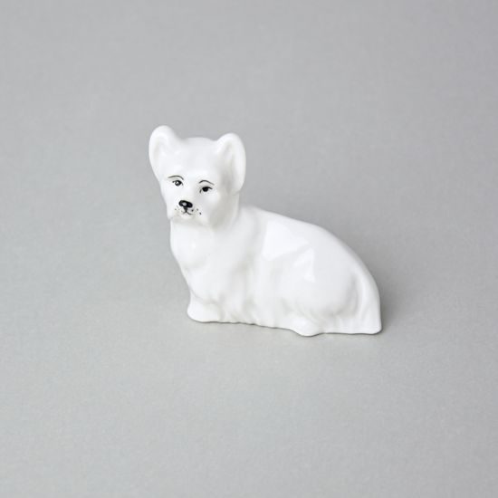 White Dog 6,5 x 2,7 x 6,8 cm, Luxor, Porcelain figures Duchcov