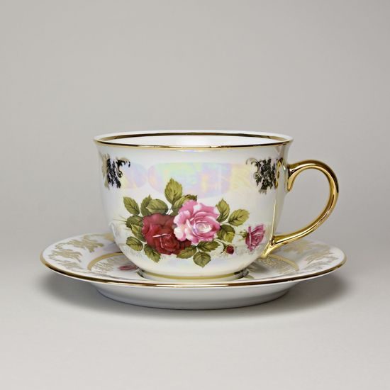 Cup 400 ml and saucer 19 cm, Cecily, Carlsbad porcelain