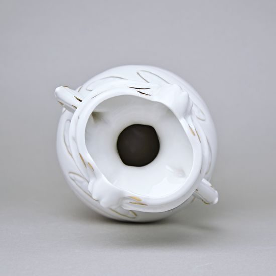 Váza 35,5 cm, Bílá + zlato + květiny, Porcelánové vázy Duchcov