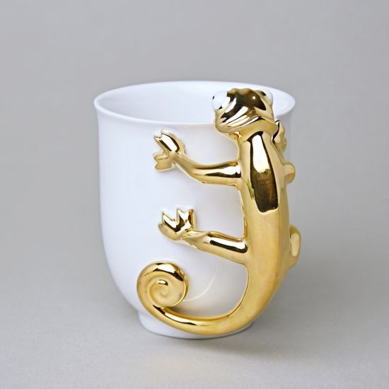 Mug ZOO Chameleon 400 ml, GOLD, 12 cm, Goldfinger porcelain