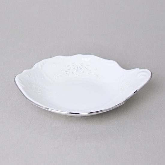 Pettite side-dish 11 cm, Thun 1794 Carlsbad porcelain, BERNADOTTE frost, Platinum line