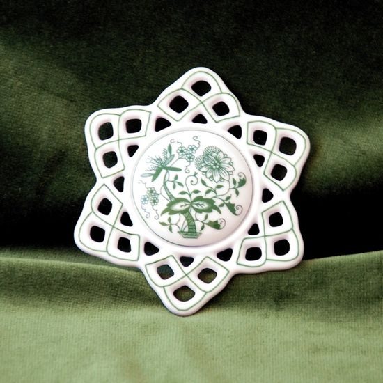 Vanoční ozdoba - vločka / hvězda 10,4 cm, zelený cibulák, Český porcelán a.s.