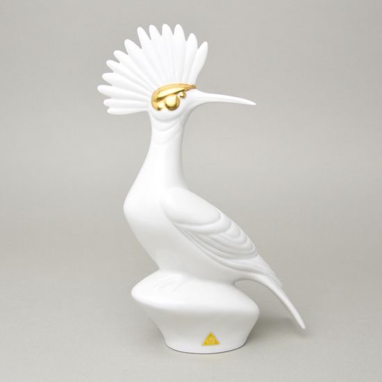 Dudek 28 cm, Bílá + zlato, Porcelánové figurky Duchcov