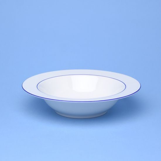 Plate deep 22 cm (450 ml), ELLA blue stripes, Thun 1794, karlovarský porcelán