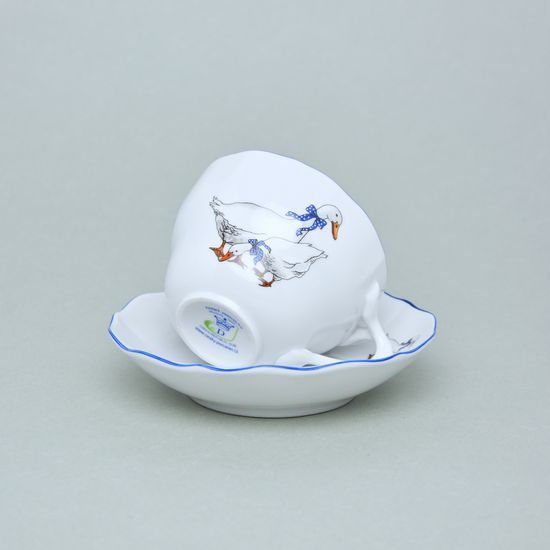 Šálek a podšálek B + B 0,21 l / 14 cm na kávu, Český porcelán a.s., husy