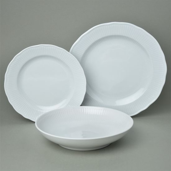 Plate set for 4 pers with soup bowls, Praha white, Cesky porcelan a.s.