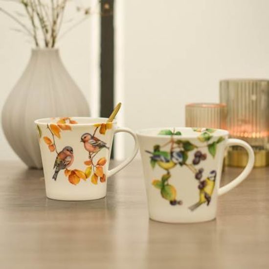 Hrnek sýkorka modřinka 13 / 10,5 / 9,5 cm, jemný kostní porcelán, Goebel
