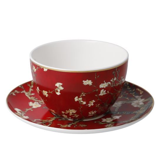 Cup and saucer V. van Gogh - Almond Tree Red, 0,25 l / 15 cm, Fine Bone China, Goebel