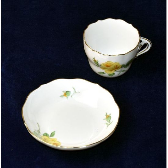 Cup espresso 70 ml plus saucer 109 mm, Yellow rose, Meissen porcelain