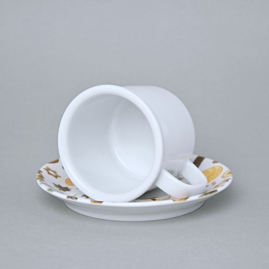 Hrnek Retro 180 ml + podšálek 14 cm, vánoční perníček a pomeranč, G. Benedikt 1882